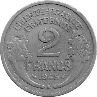 FRANCE 2 FRANCS MORLON ALU 1945 B TB
