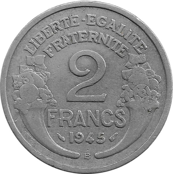 FRANCE 2 FRANCS MORLON ALU 1945 B TB
