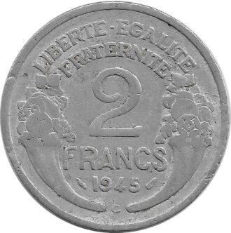 FRANCE 2 FRANCS MORLON ALU 1945 C TB-