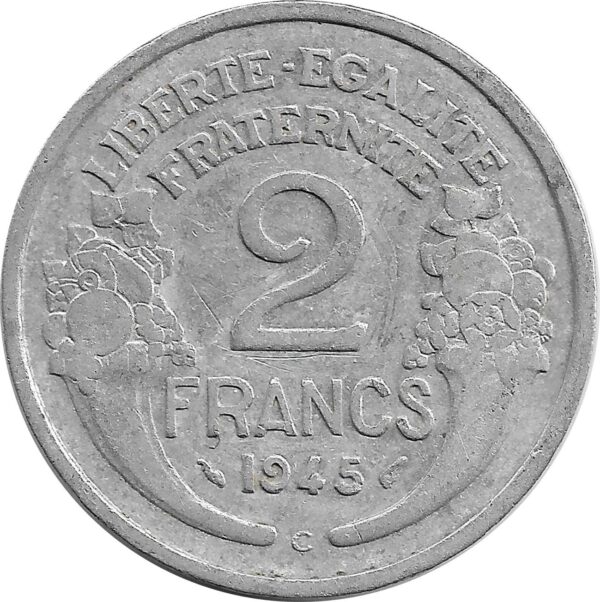 FRANCE 2 FRANCS MORLON ALU 1945 C TB