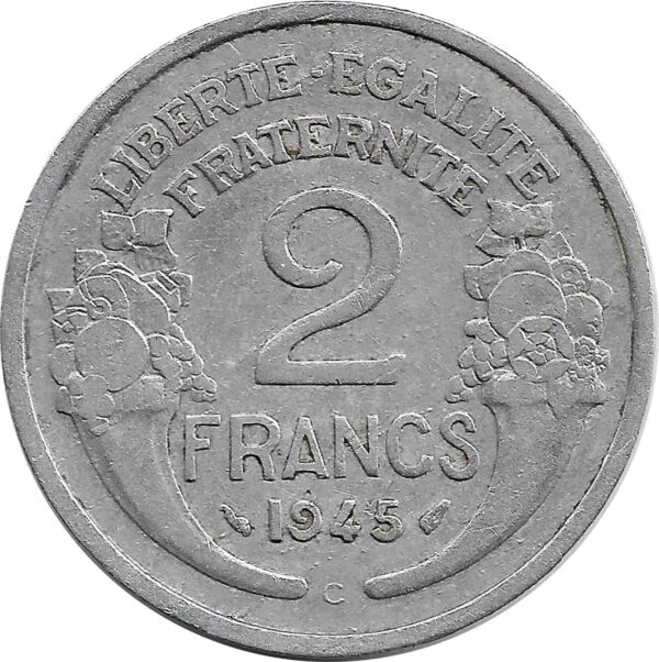 FRANCE 2 FRANCS MORLON ALU 1945 C TB+