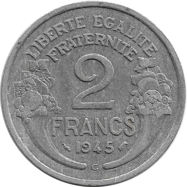 FRANCE 2 FRANCS MORLON ALU 1945 C TTB