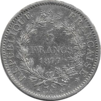 FRANCE 5 FRANCS HERCULES DUPRE 1877 A (Paris) TTB+