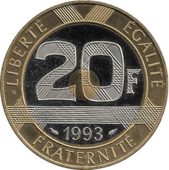 FRANCE 20 FRANCS MONT ST MICHEL 1993 BE belle epreuve