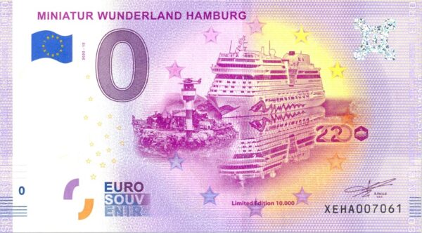 ALLEMAGNE 2020-10 MINIATUR WUNDERLAND HAMBURG BILLET SOUVENIR 0 EURO TOURISTIQUE NEUF