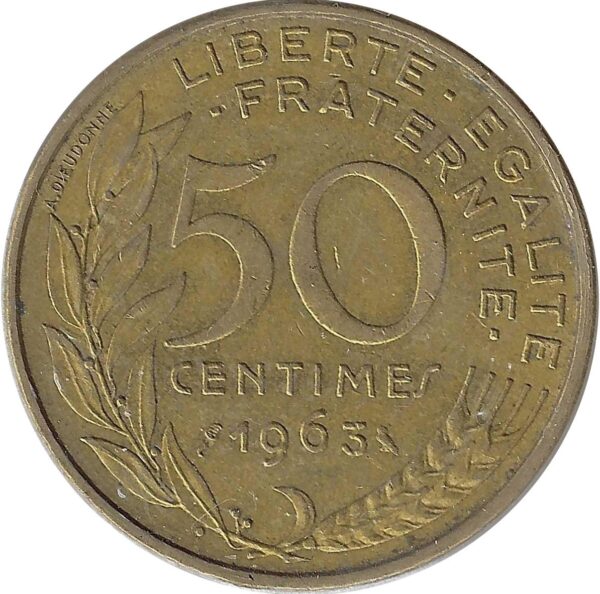 FRANCE 50 CENTIMES LAGRIFFOUL 1963 3 plis TTB