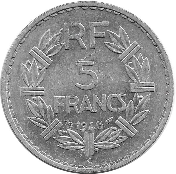 FRANCE 5 FRANCS LAVRILLIER Aluminium 1946 C TTB