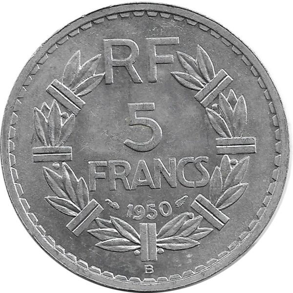 FRANCE 5 FRANCS LAVRILLIER Aluminium 1950 B TTB+