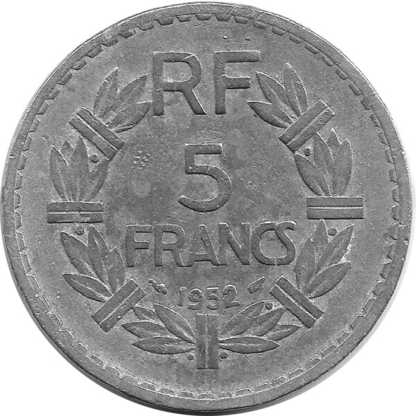 FRANCE 5 FRANCS LAVRILLIER Aluminium 1952 TB