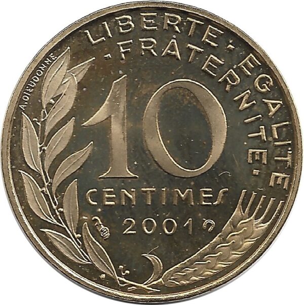 FRANCE 10 CENTIMES LAGRIFFOUL 2001 BE