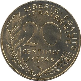 FRANCE 20 CENTIMES LAGRIFFOUL 1974 FDC