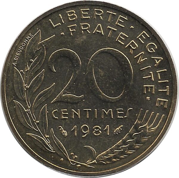 FRANCE 20 CENTIMES LAGRIFFOUL 1981 FDC