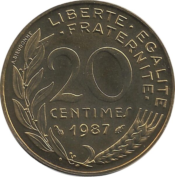 FRANCE 20 CENTIMES LAGRIFFOUL 1987 FDC