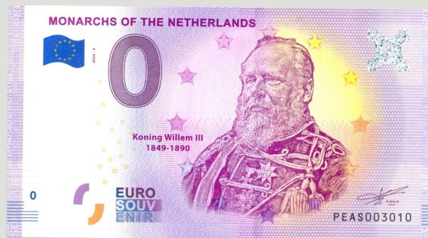 PAYS BAS 2020-5 MONARCHS OF THE NETHERLANDS BILLET SOUVENIR 0 EURO TOURISTIQUE NEUF