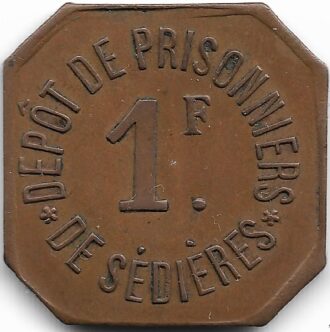 19 CORREZE - CLERGOUX 1 FRANC DEPOT DE PRISONNIERS DE SEDIERES 14/18 TTB+