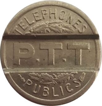 JETON - P.T.T. TELEPHONES PUBLICS 1937 AXE 3H TTB+