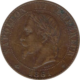 FRANCE 2 CENTIMES NAPOLEON III 1861 A (Paris) buste sur 1 TTB