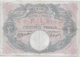 FRANCE 50 FRANCS BLEU ET ROSE SERIE F.11536 30-1-1925 TB+
