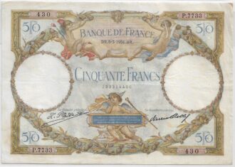 FRANCE 50 FRANCS L.O. MERSON SERIE P.7733 5-3-1931 TTB+