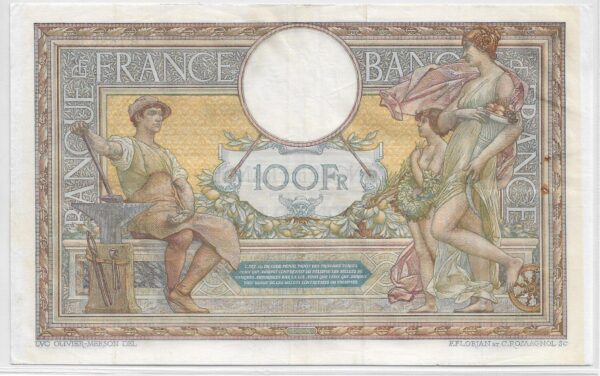FRANCE 100 FRANCS MERSON SANS LOM SERIE B.1536 9-7-1912 TTB+