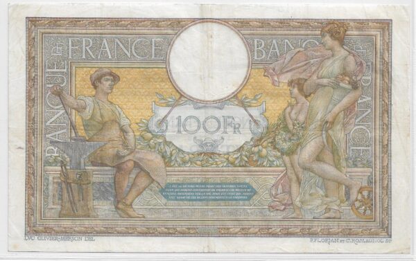 FRANCE 100 FRANCS MERSON SANS LOM SERIE Z.1589 10-8-1912 TTB