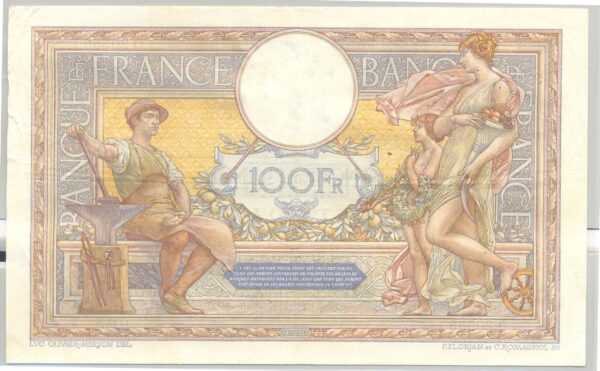 FRANCE 100 FRANCS MERSON SANS LOM SERIE Q.20555 14-2-1928 TTB+