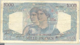 FRANCE 1000 FRANCS MINERVE ET HERCULE J.13 26-4-1945 TB+