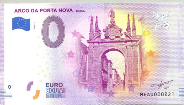 PORTUGAL 2020-1 ARCO DA PORTA NOVA BILLET SOUVENIR 0 EURO TOURISTIQUE NEUF