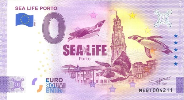 PORTUGAL 2020-2 SEA LIFE PORTO VERSION ANNIVERSAIRE BILLET SOUVENIR 0 EURO TOURISTIQUE NEUF
