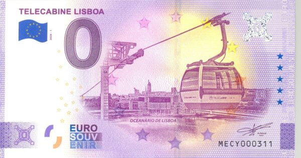 PORTUGAL 2020-1 TELECABINE LISBOA BILLET SOUVENIR 0 EURO TOURISTIQUE NEUF