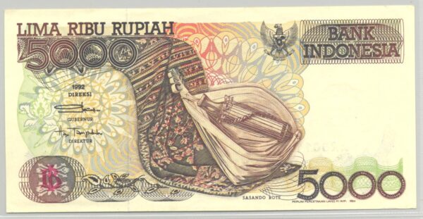INDONESIE 5000 RUPEES 1992/94 SERIE ARG SPL