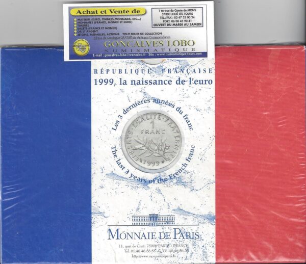 FRANCE 1999 BU COFFRET (composée de 10 monnaies de la 1 centime à la 20 francs)