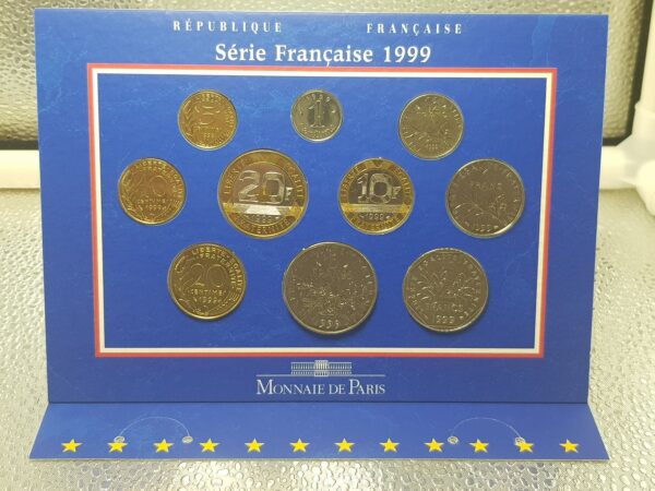 FRANCE 1999 BU COFFRET ABEILLE 10 monnaies (1 centime a la 20 francs)