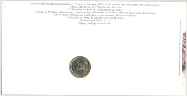 PREMIER JOUR ENVELOPPE PHILATELIQUE NUMISMATIQUE INTEGRATION A L'EURO 1 EURO FRANCE 1999