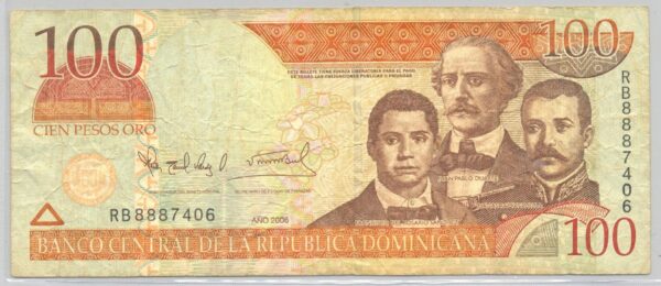 REPUBLIQUE DOMINICAINE 100 PESOS 2006 SERIE RB TB+