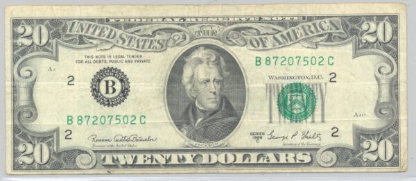 U.S.A. 20 DOLLARS 1969 C SERIE B TB+