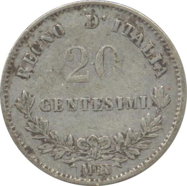 ITALIE 20 CENTESIMI 1863 MBN TB+