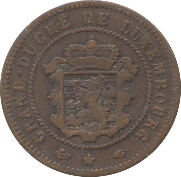 LUXEMBOURG 5 CENTIMES 1855 A TTB