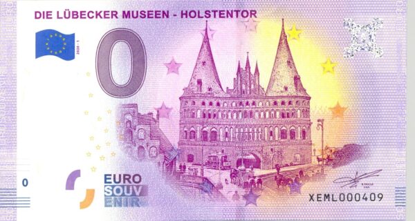 ALLEMAGNE 2020-1DIE LUBECKER MUSEEN HOLSTENTOR BILLET SOUVENIR 0 EURO TOURISTIQUE NEUF