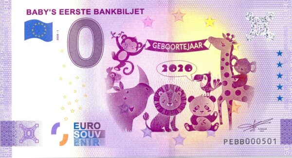 PAYS BAS 2020-1 BABY S EERSTE BANKBILJET BILLET SOUVENIR 0 EURO TOURISTIQUE NEUF