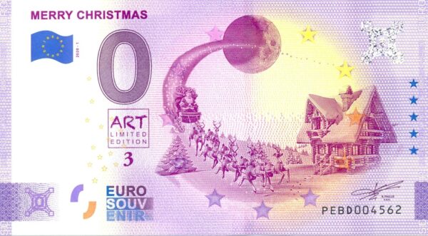 PAYS BAS 2020-1 MERRY CHRISTMAS VERSION ANNIVERSAIRE BILLET SOUVENIR 0 EURO TOURISTIQUE NEUF