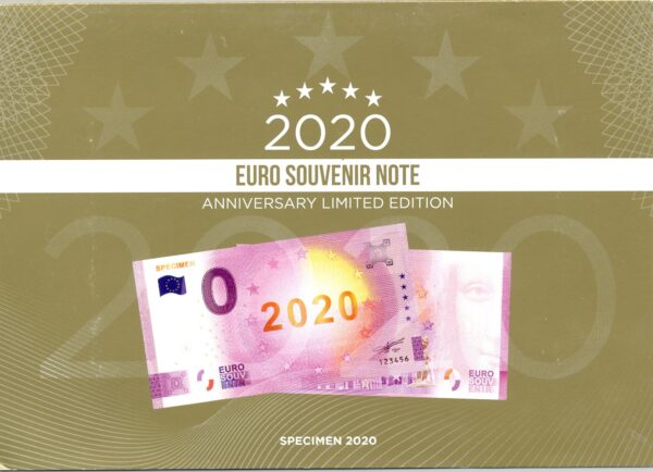 SPECIMEN 2020 GOLD VERSION ANNIVERSAIRE BILLET SOUVENIR 0 EURO TOURISTIQUE NEUF