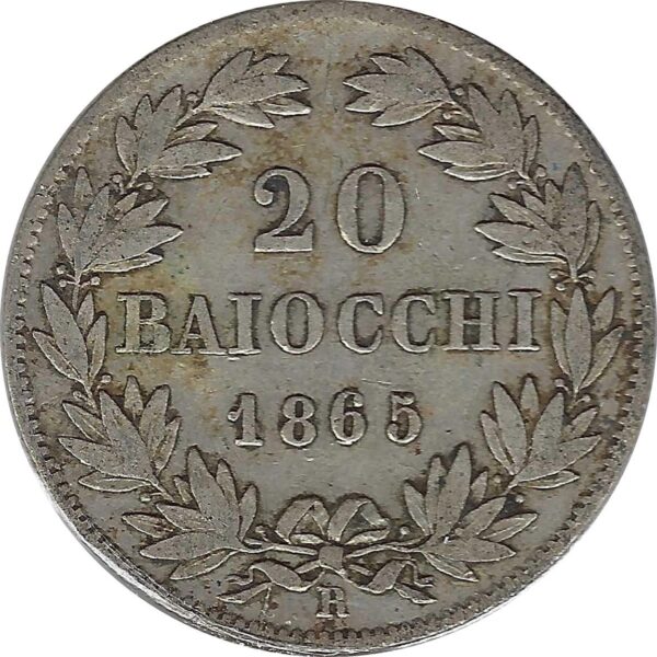 VATICAN 20 BAIOCCHI 1865 XX R TB+