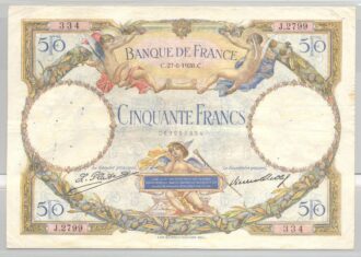 FRANCE 50 FRANCS L.O. MERSON SERIE J.2799 27-8-1928 TTB
