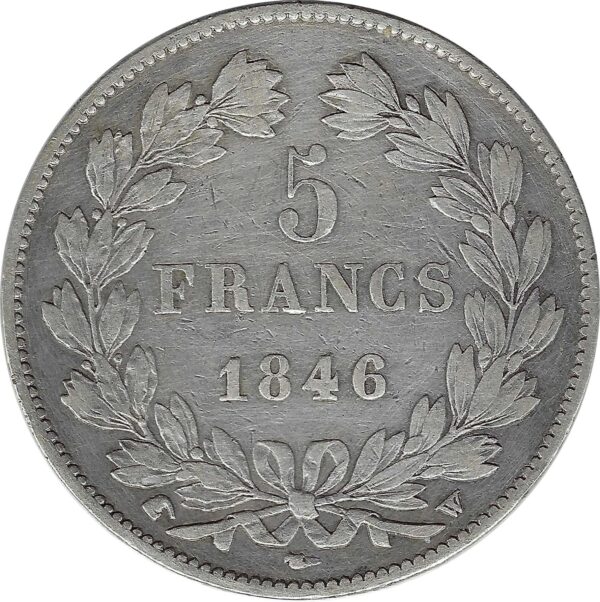 FRANCE 5 FRANCS LOUIS-PHILIPPE I 1846 W (Lille) TTB