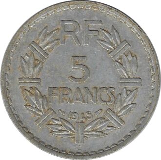 FRANCE 5 FRANCS LAVRILLIER Aluminium 1945 C TB+
