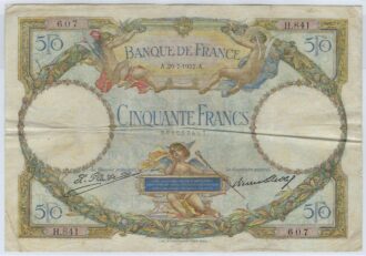 FRANCE 50 FRANCS L.O. MERSON SERIE H.841 29-7-1927 TTB