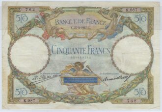 FRANCE 50 FRANCS L.O. MERSON SERIE K.987 27-8-1927 TTB