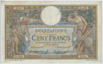 FRANCE 100 FRANCS MERSON avec LOM SERIE R.429 15-9-1908 TB+