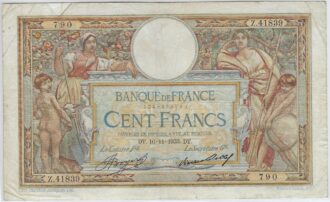 FRANCE 100 FRANCS MERSON SANS LOM SERIE Z.41839 16-11-1933 TB+